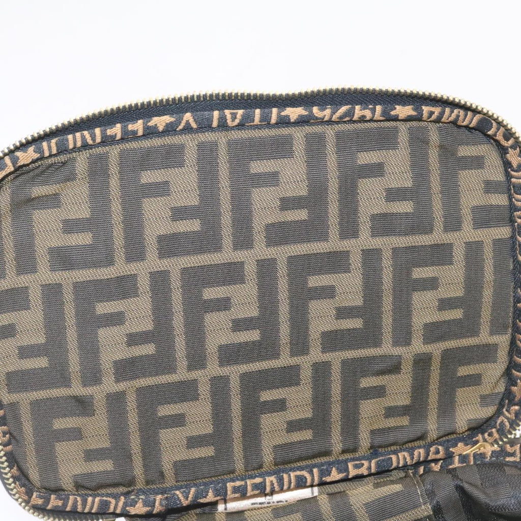 FENDI Zucca Canvas Vanity Cosmetics Pouch Brown Black am1599g