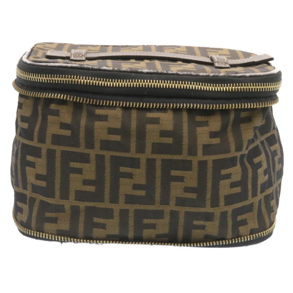 FENDI Zucca Canvas Vanity Cosmetics Pouch Brown Black am1599g