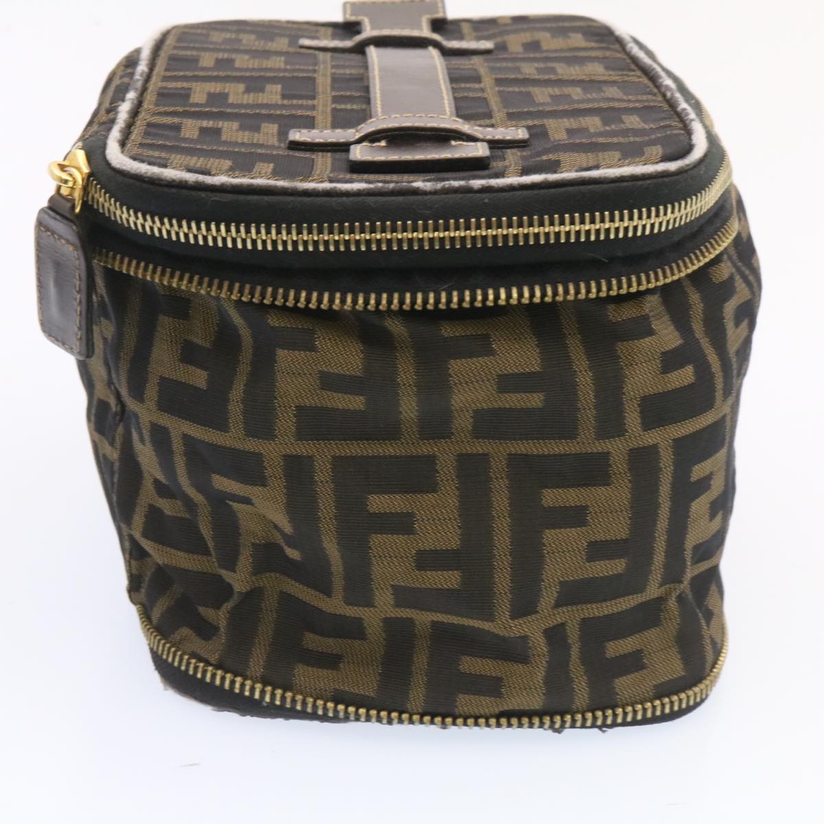 FENDI Zucca Canvas Vanity Cosmetics Pouch Brown Black am1599g