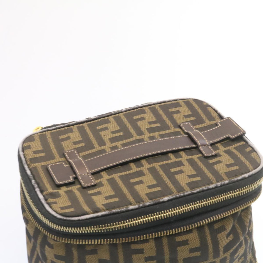 FENDI Zucca Canvas Vanity Cosmetics Pouch Brown Black am1599g