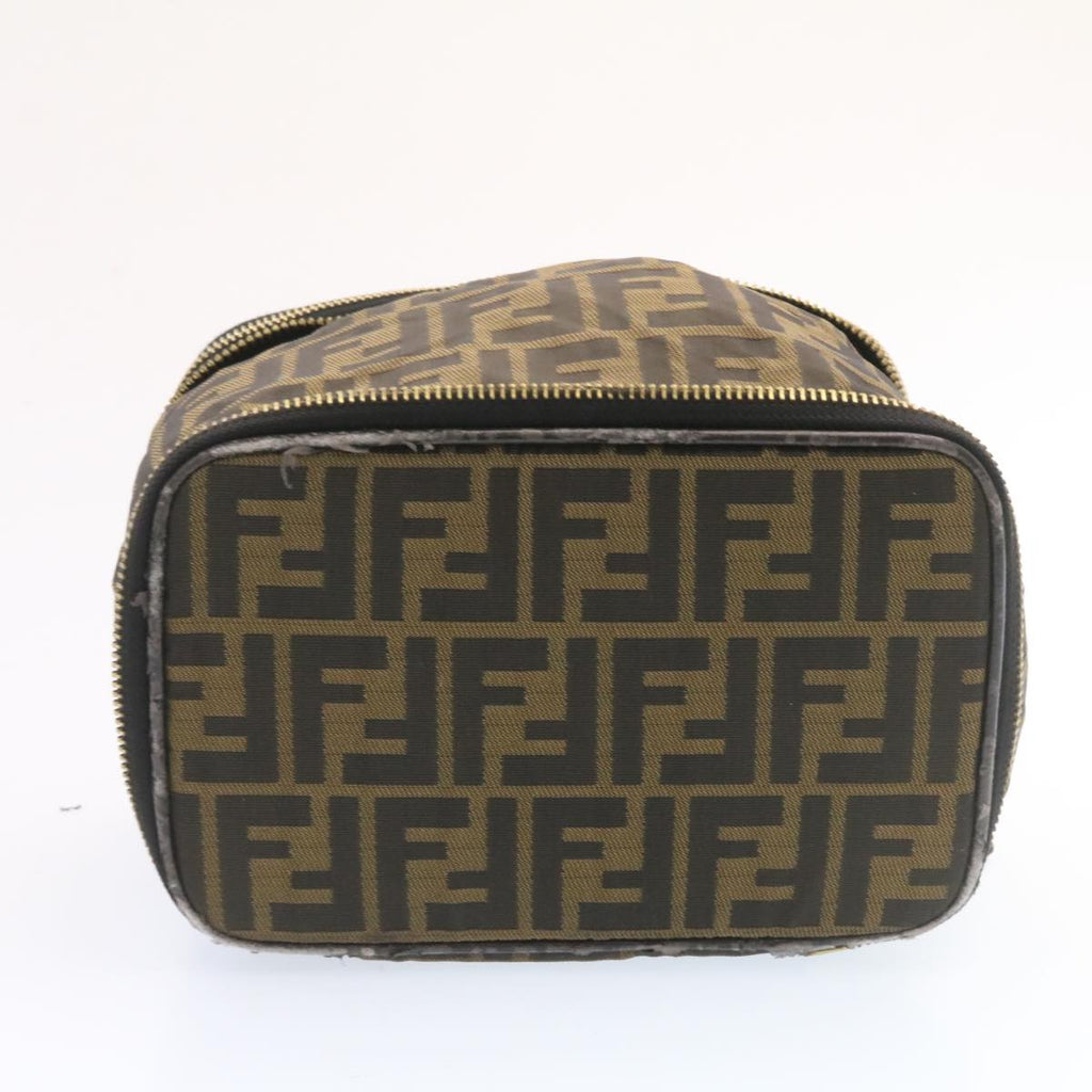 FENDI Zucca Canvas Vanity Cosmetics Pouch Brown Black am1599g