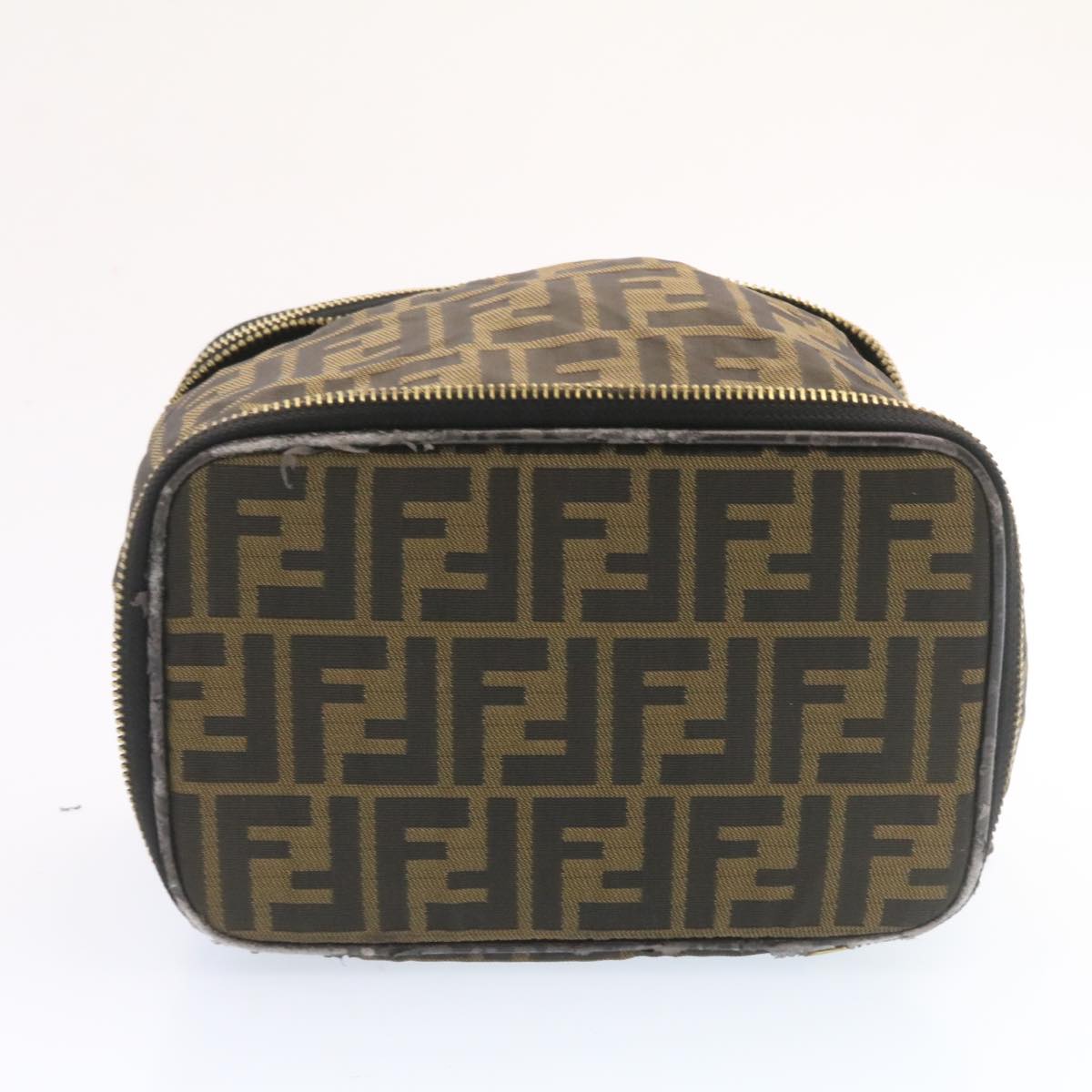 FENDI Zucca Canvas Vanity Cosmetics Pouch Brown Black am1599g