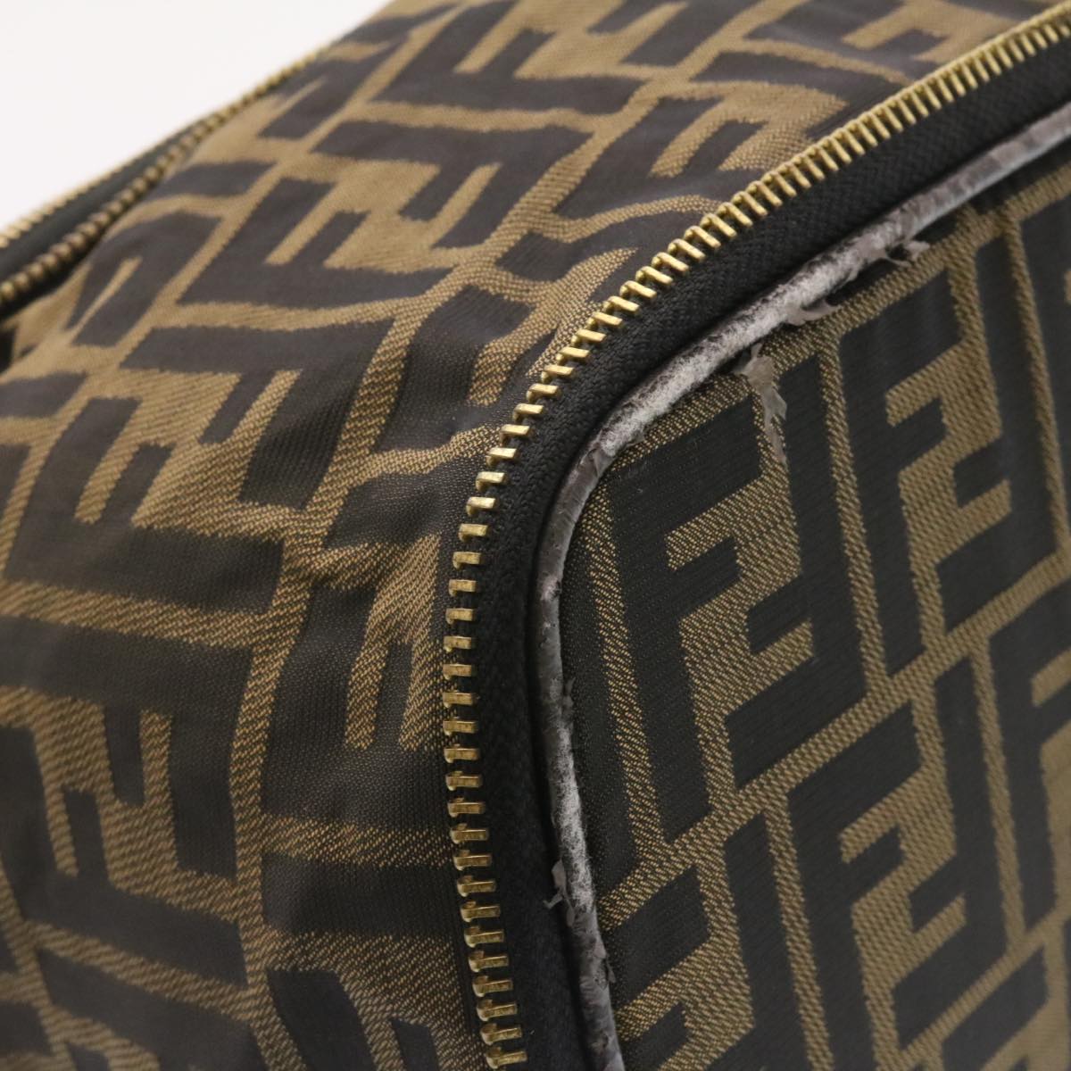 FENDI Zucca Canvas Vanity Cosmetics Pouch Brown Black am1599g