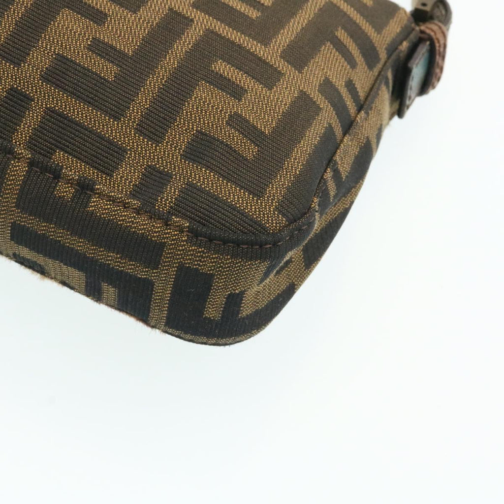 FENDI Zucca Canvas Leopard Mamma Baguette Shoulder Bag Brown Black am1632gA