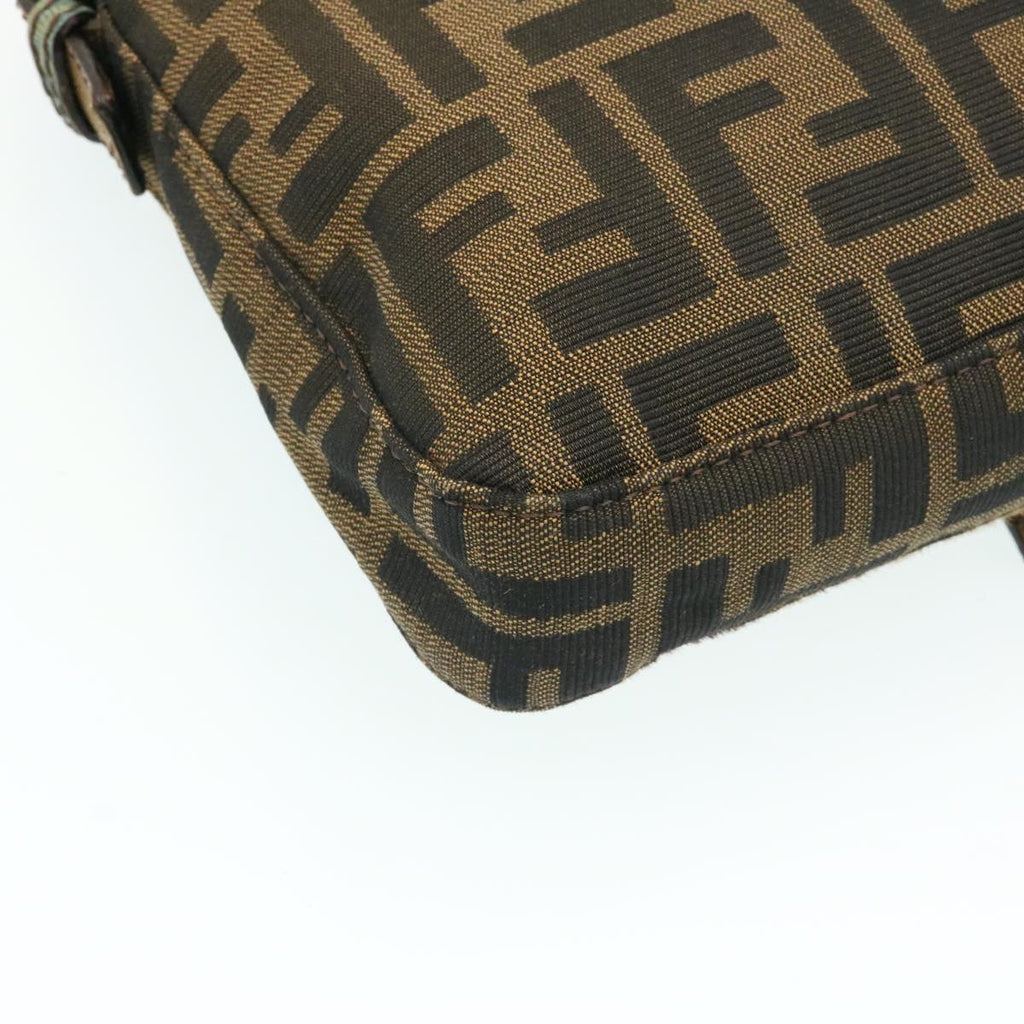 FENDI Zucca Canvas Leopard Mamma Baguette Shoulder Bag Brown Black am1632gA