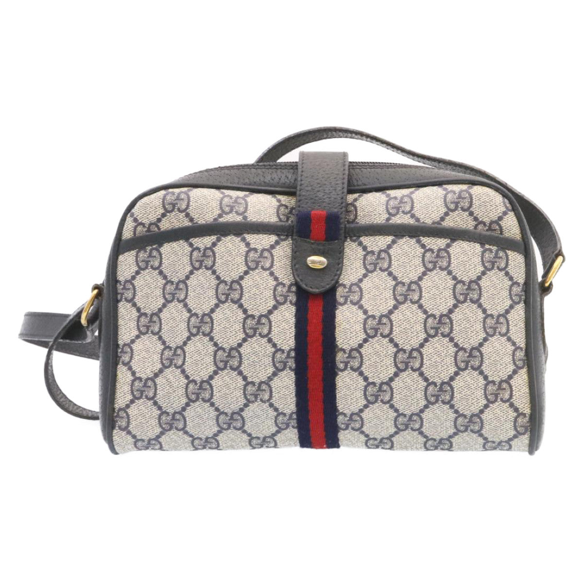 GUCCI Sherry Line GG Canvas Shoulder Bag Navy Red am1664g