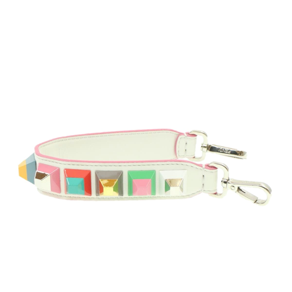 FENDI Shoulder Strap Leather White Multicolor am189g