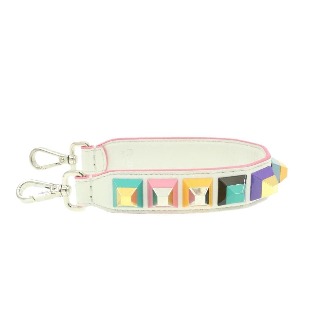 FENDI Shoulder Strap Leather White Multicolor am189g