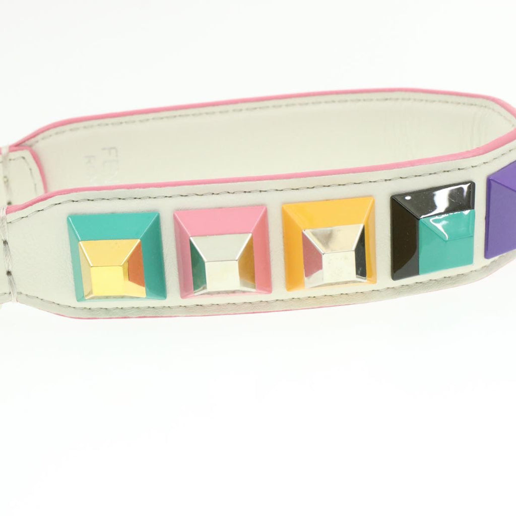 FENDI Shoulder Strap Leather White Multicolor am189g