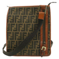 FENDI Zucca Canvas Shoulder Bag Black Brown am192g
