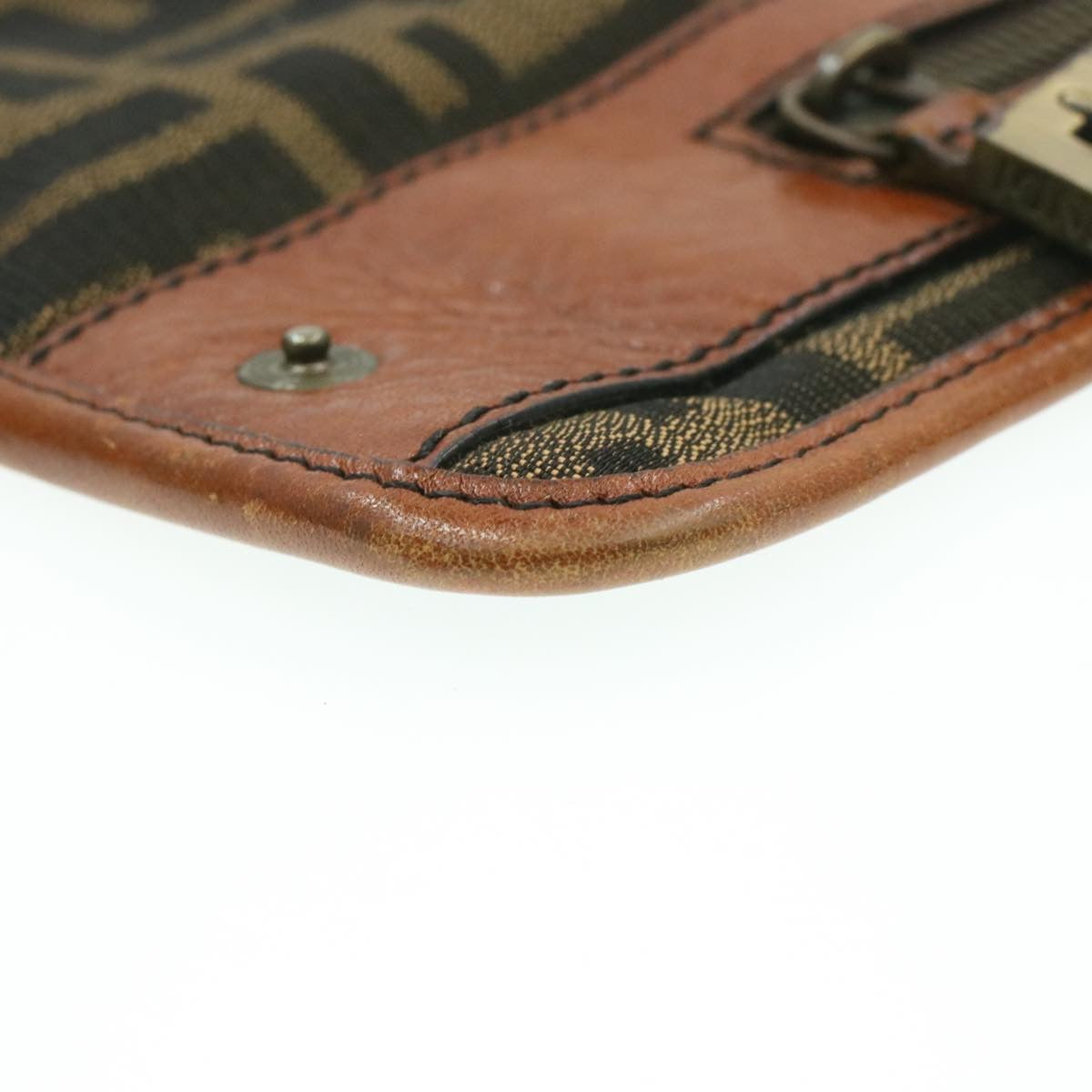 FENDI Zucca Canvas Shoulder Bag Black Brown am192g