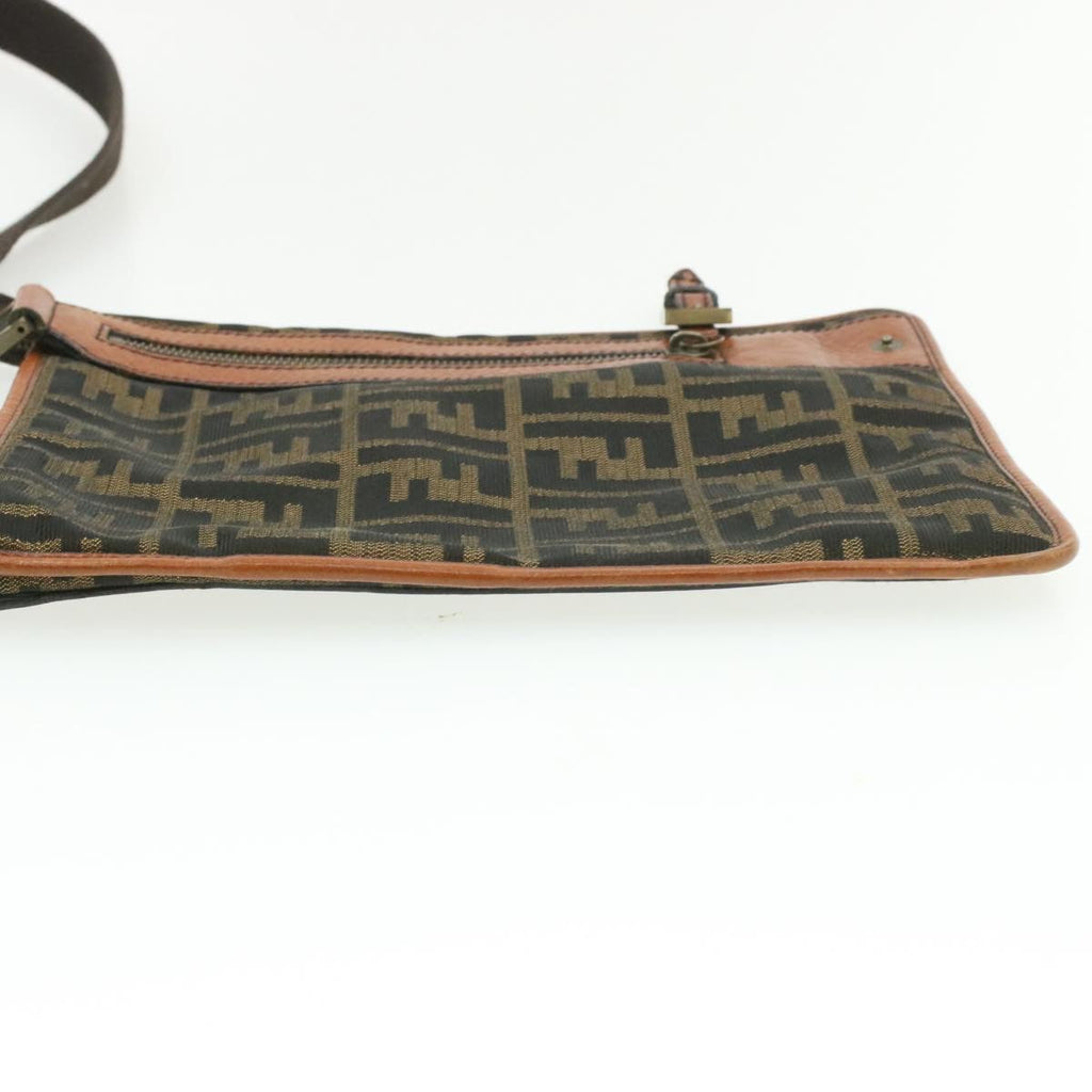FENDI Zucca Canvas Shoulder Bag Black Brown am192g