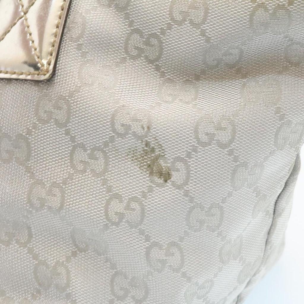 GUCCI Sherry Line GG Canvas Tote Bag Silver Blue am1955g