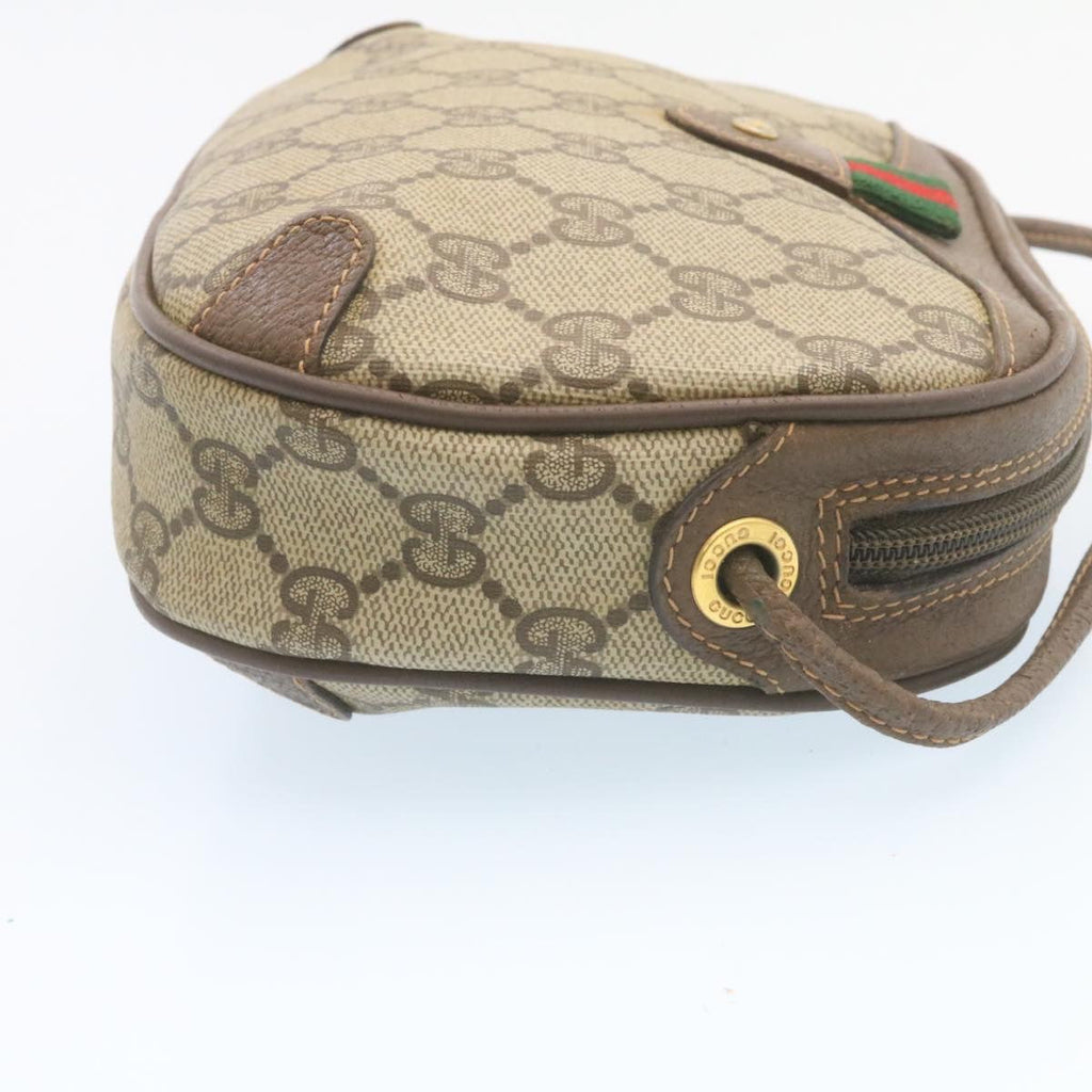 GUCCI Web Sherry Line GG Canvas Shoulder Bag Beige Red Green am1986g