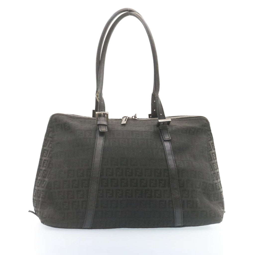 FENDI Zucchino Canvas Hand Bag Canvas Black am2016g