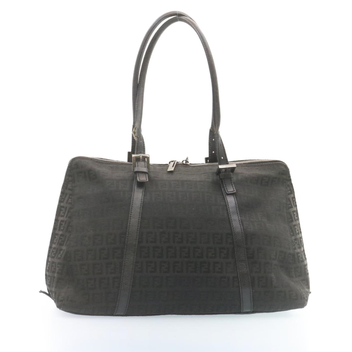 FENDI Zucchino Canvas Hand Bag Canvas Black am2016g