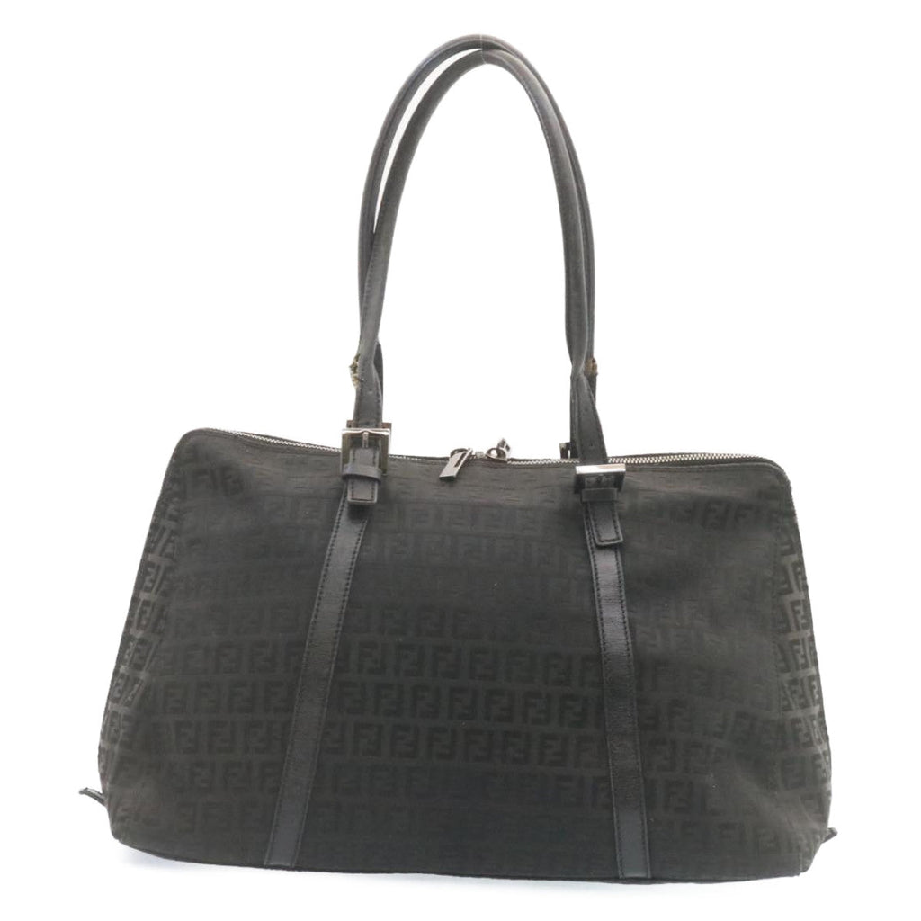 FENDI Zucchino Canvas Hand Bag Canvas Black am2016g