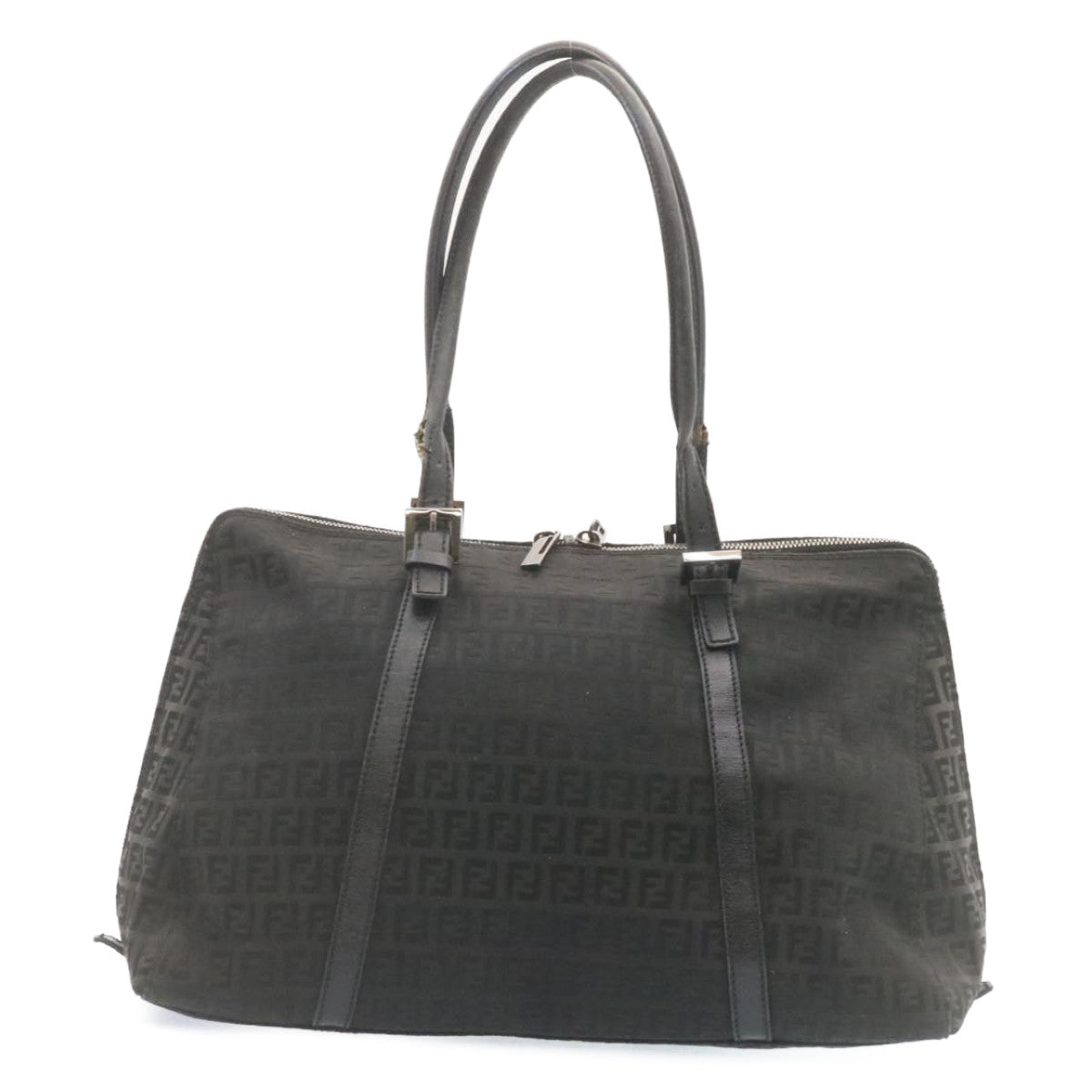 FENDI Zucchino Canvas Hand Bag Canvas Black am2016g