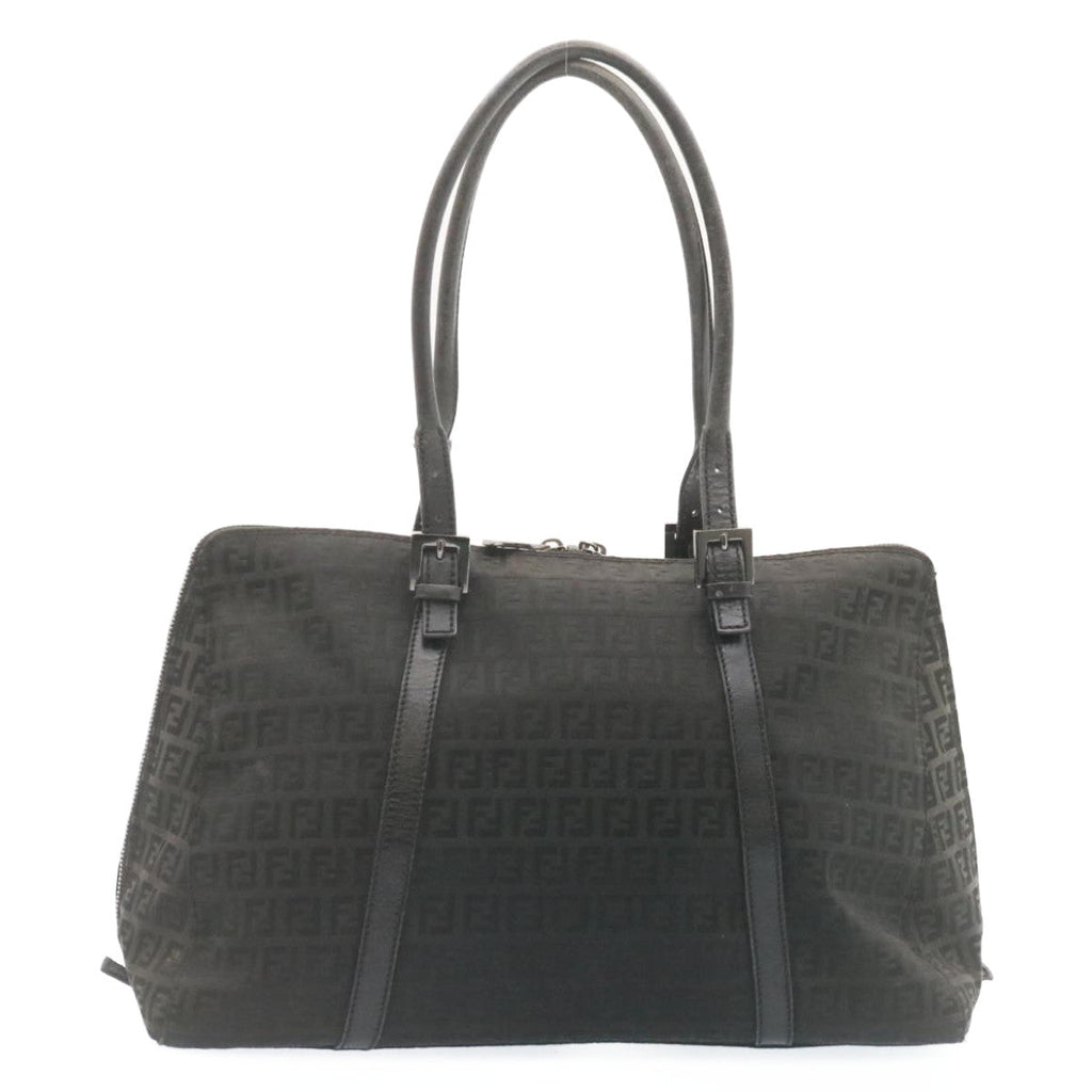 FENDI Zucchino Canvas Hand Bag Canvas Black am2016g