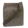FENDI Zucca Canvas Shoulder Bag Canvas Brown Black am2051g