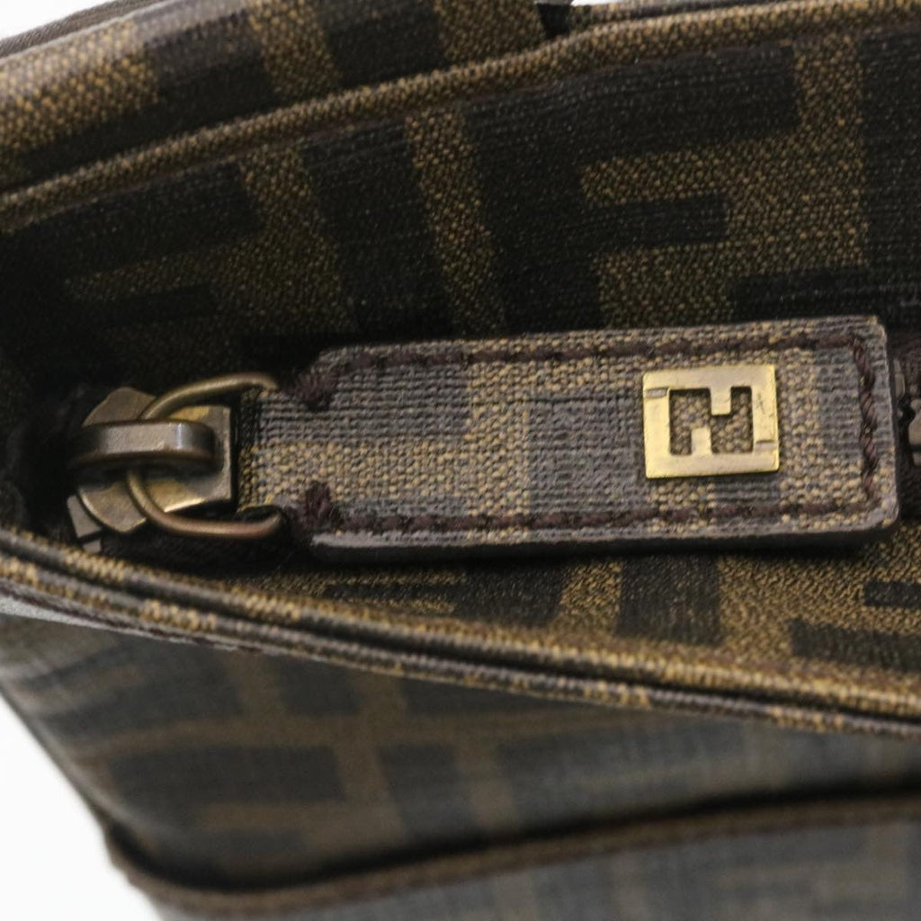 FENDI Zucca Canvas Shoulder Bag Canvas Brown Black am2051g