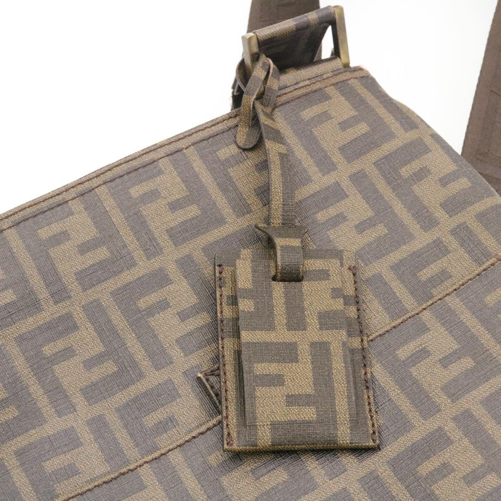 FENDI Zucca Canvas Shoulder Bag Canvas Brown Black am2051g