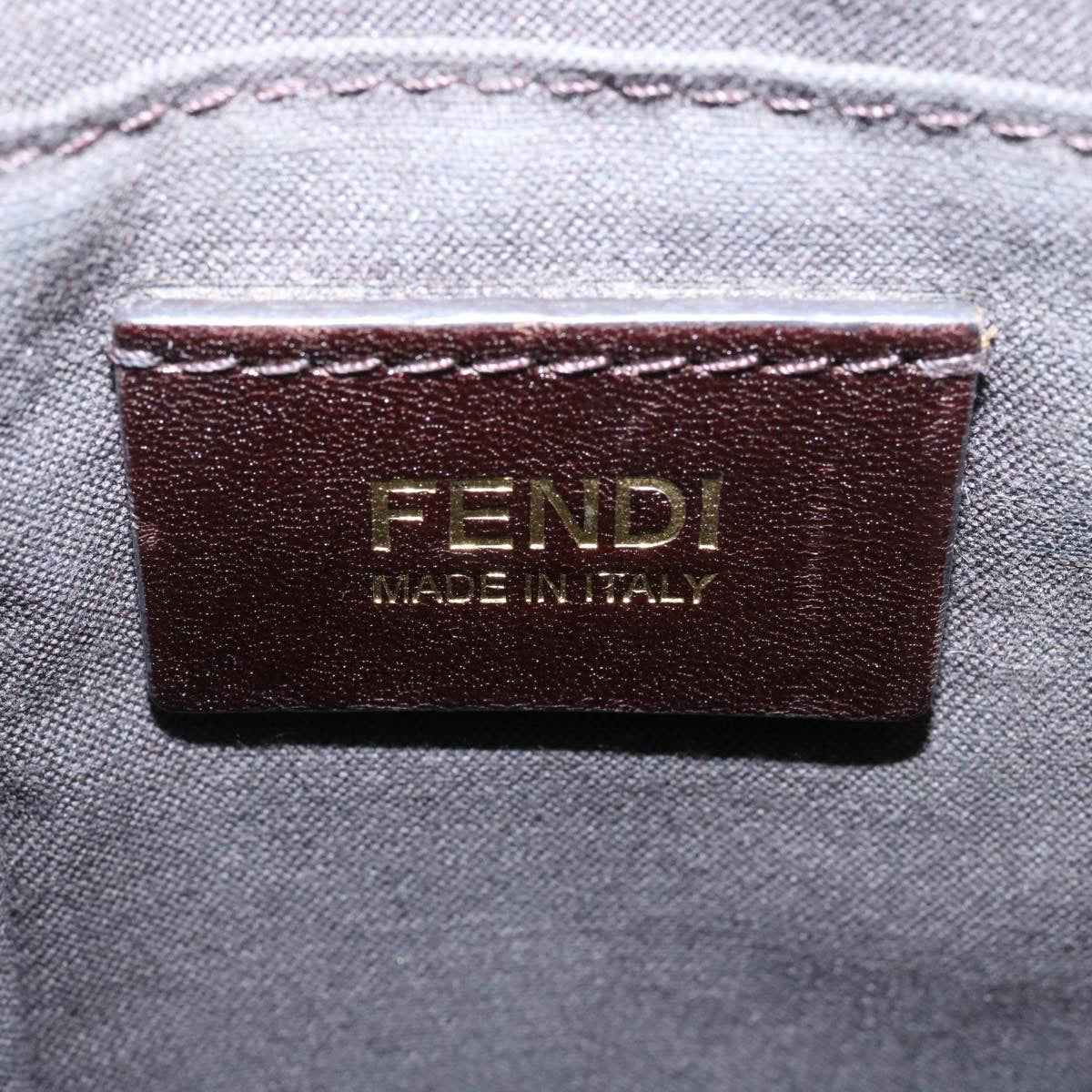 FENDI Zucca Canvas Shoulder Bag Canvas Brown Black am2051g