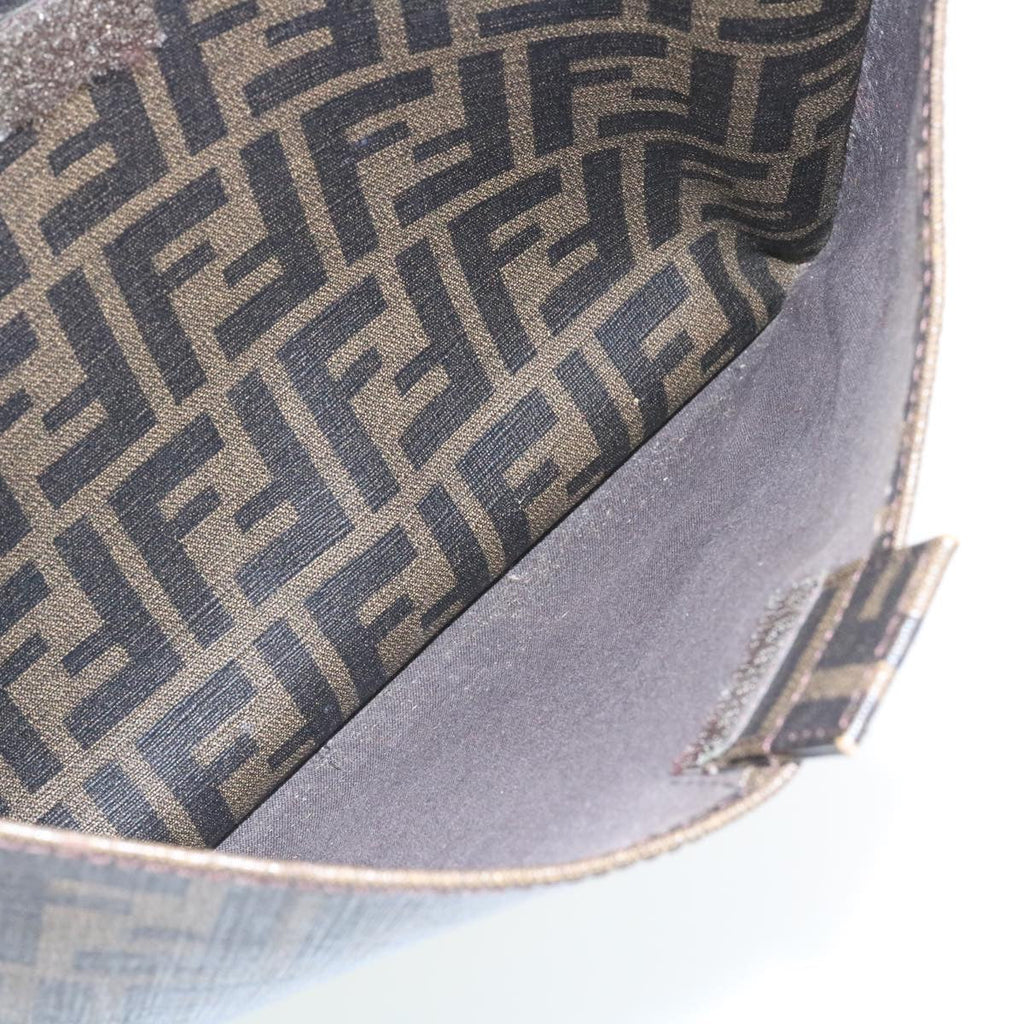 FENDI Zucca Canvas Shoulder Bag Canvas Brown Black am2051g