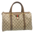 GUCCI Web Sherry Line GG Canvas Hand Bag Brown Red Green am2077g
