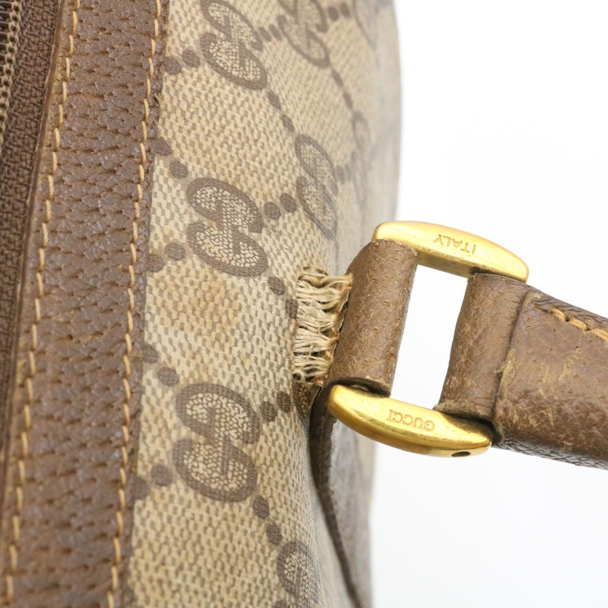 GUCCI Web Sherry Line GG Canvas Hand Bag Brown Red Green am2077g