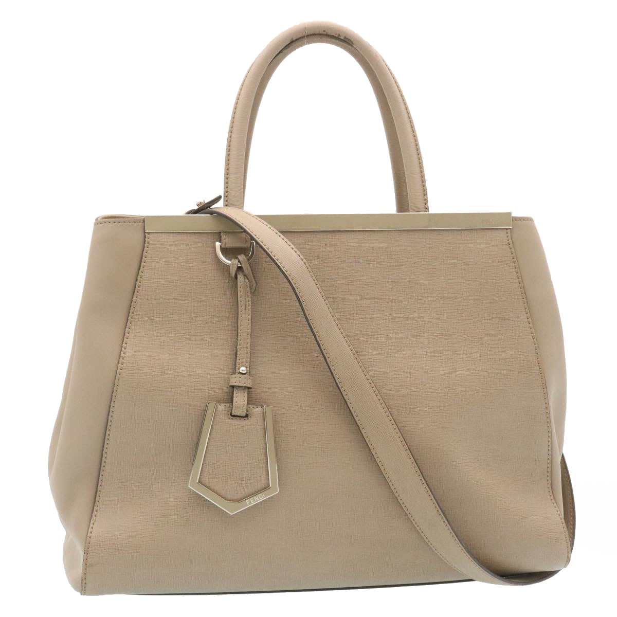 FENDI Hand Bag Leather 2way Shoulder Bag Gray am2118g