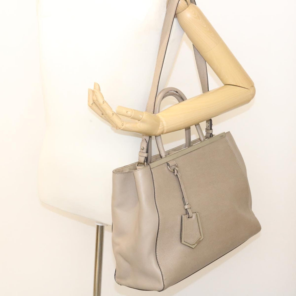 FENDI Hand Bag Leather 2way Shoulder Bag Gray am2118g