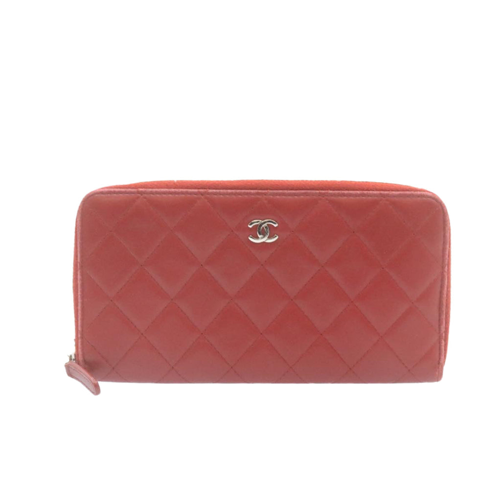 CHANEL Matelasse Wallet Lamb Skin Red CC am2154gA