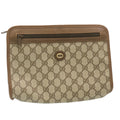 GUCCI GG Canvas Clutch Bag PVC Leather Beige am2188g
