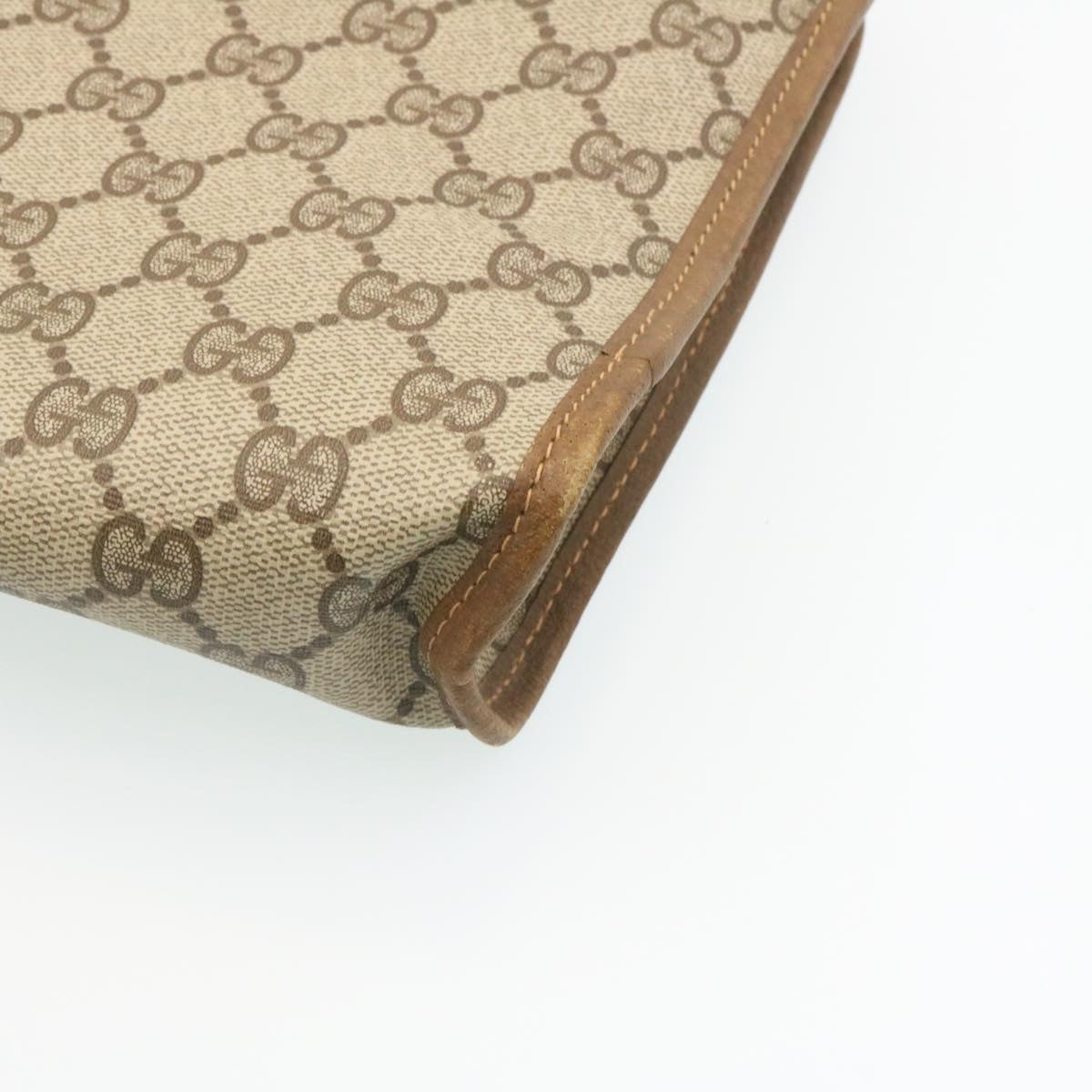 GUCCI GG Canvas Clutch Bag PVC Leather Beige am2188g