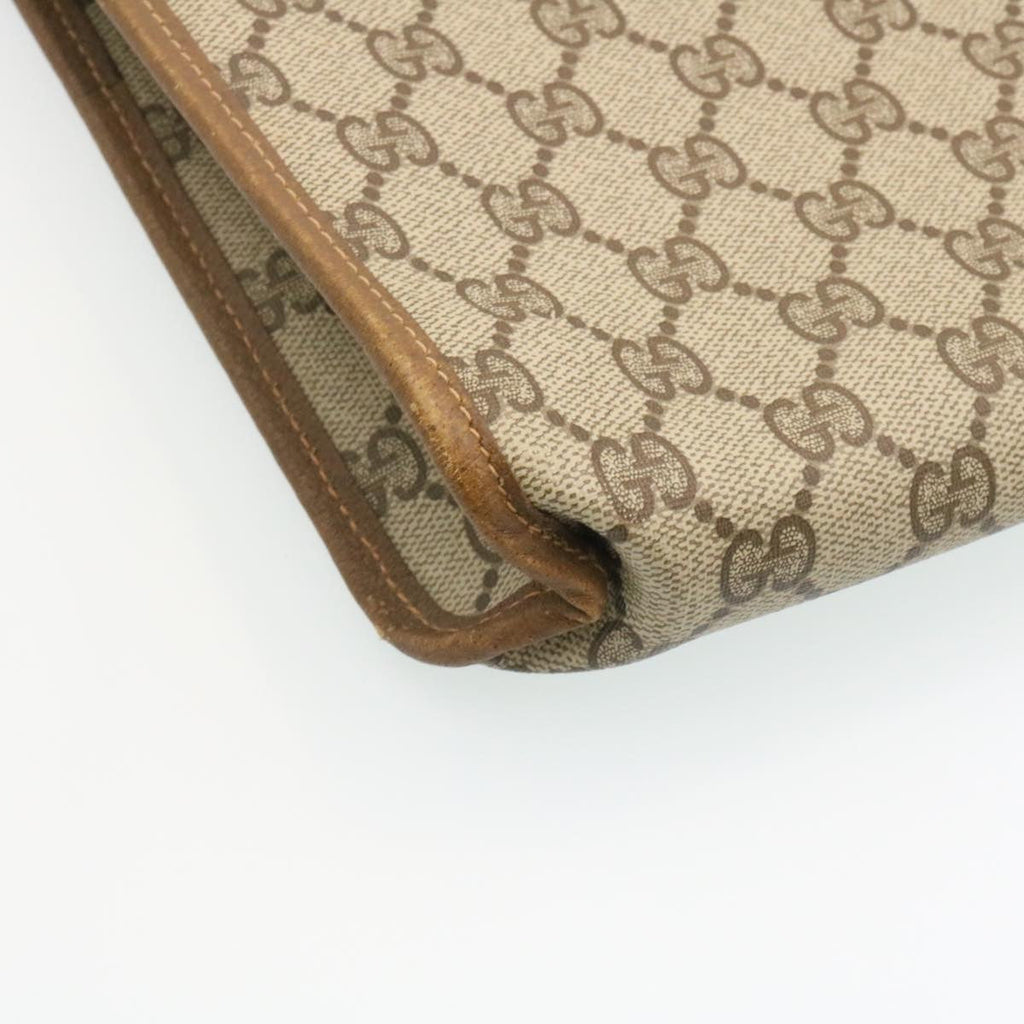 GUCCI GG Canvas Clutch Bag PVC Leather Beige am2188g