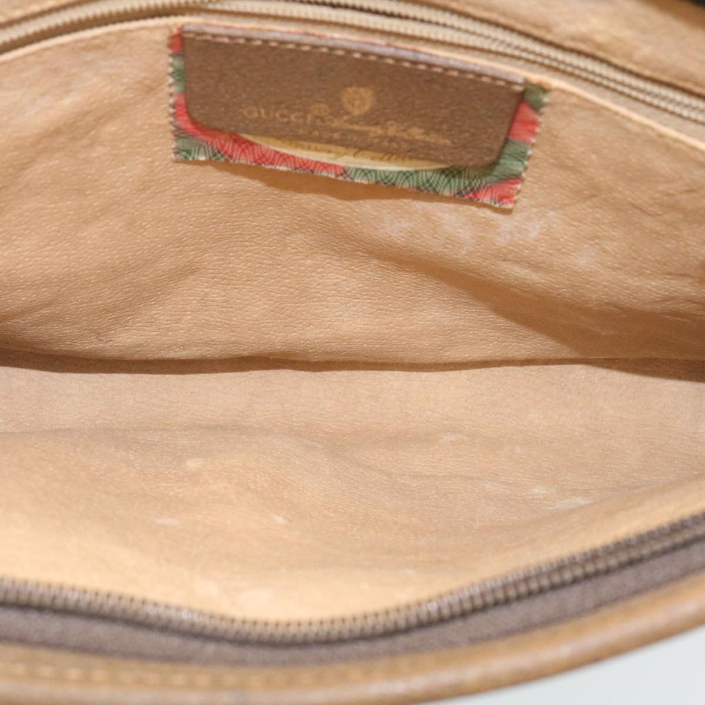 GUCCI GG Canvas Clutch Bag PVC Leather Beige am2188g