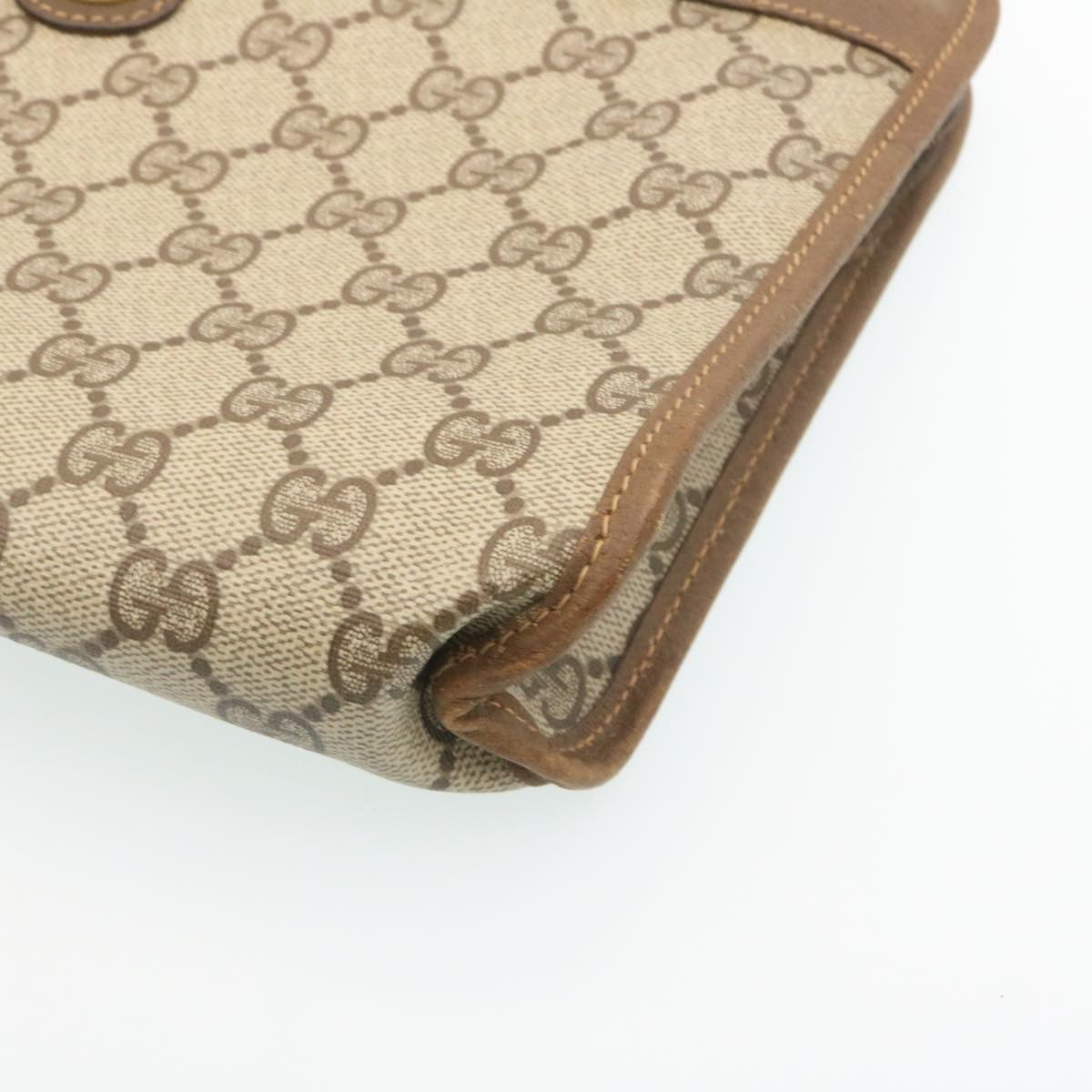 GUCCI GG Canvas Clutch Bag PVC Leather Beige am2188g