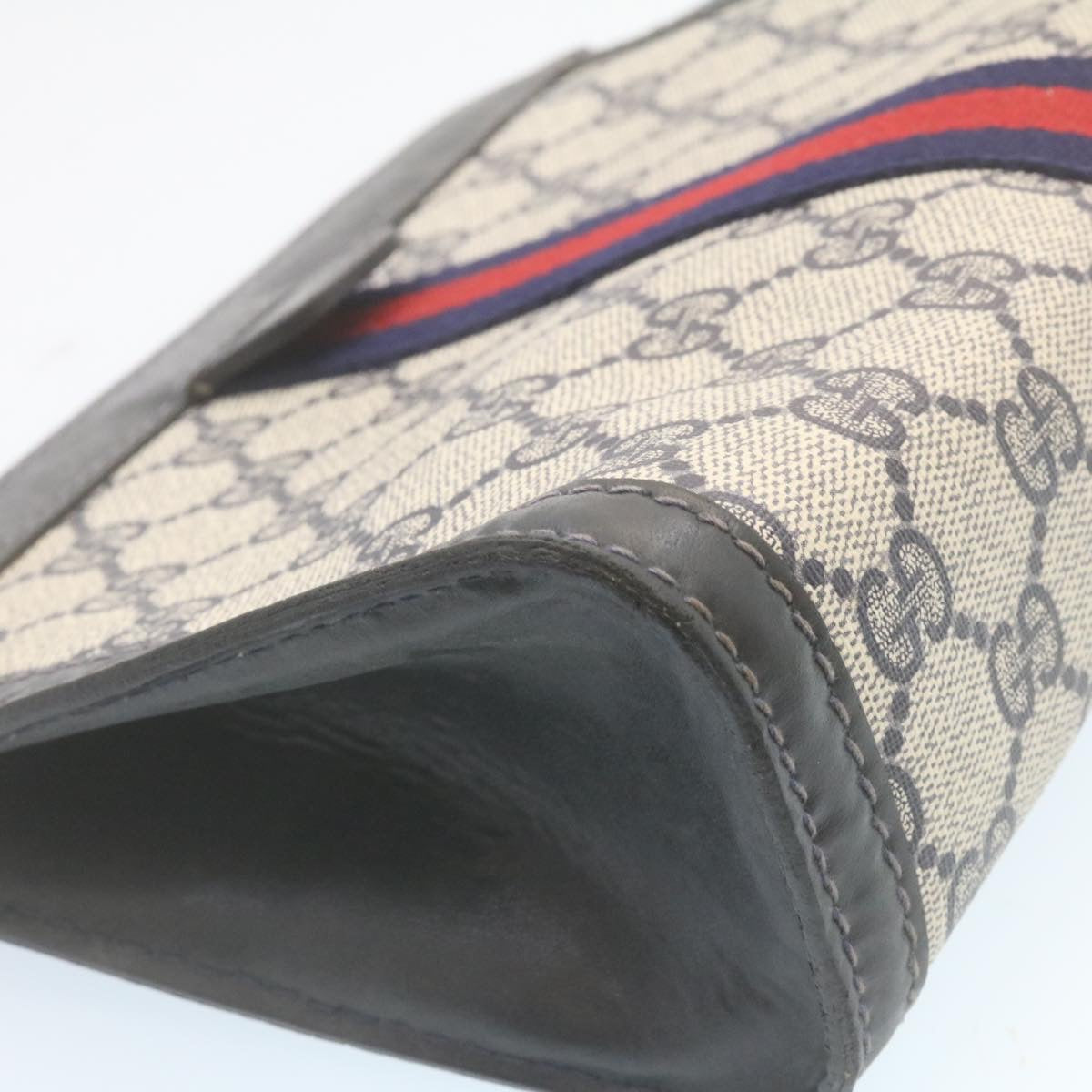 GUCCI Sherry Line GG Canvas Clutch Bag Navy Red am2201g