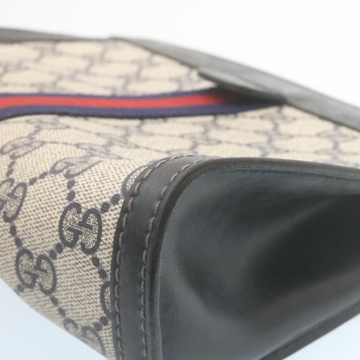 GUCCI Sherry Line GG Canvas Clutch Bag Navy Red am2201g