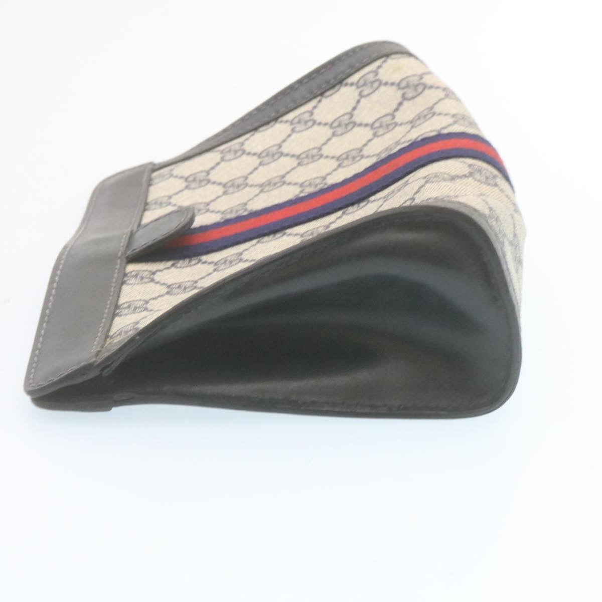 GUCCI Sherry Line GG Canvas Clutch Bag Navy Red am2201g