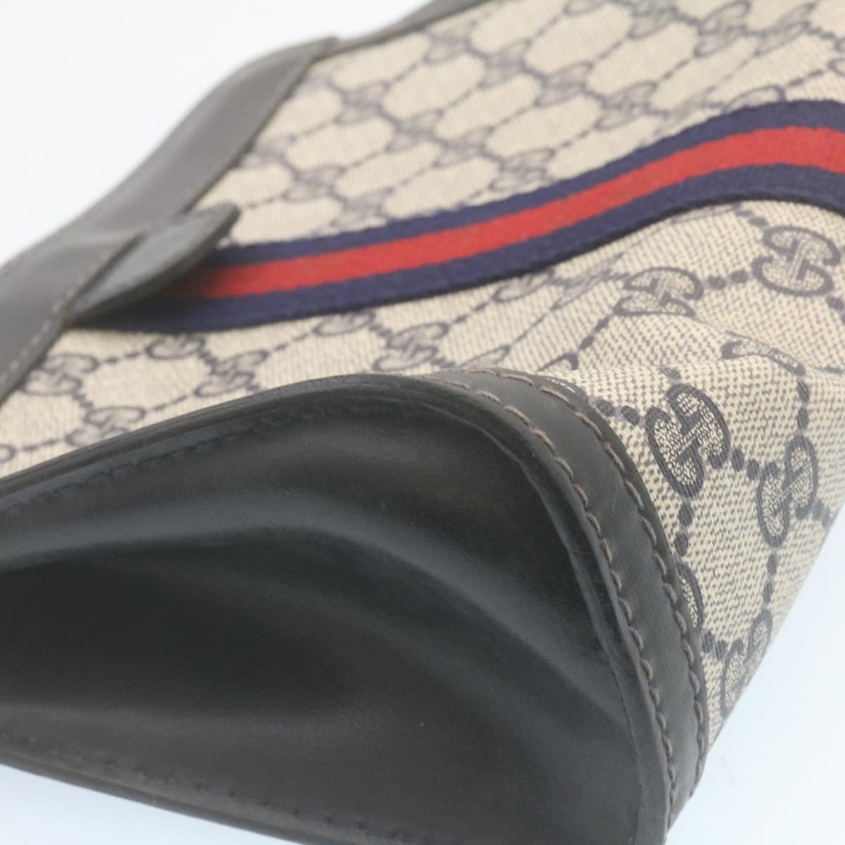 GUCCI Sherry Line GG Canvas Clutch Bag Navy Red am2201g