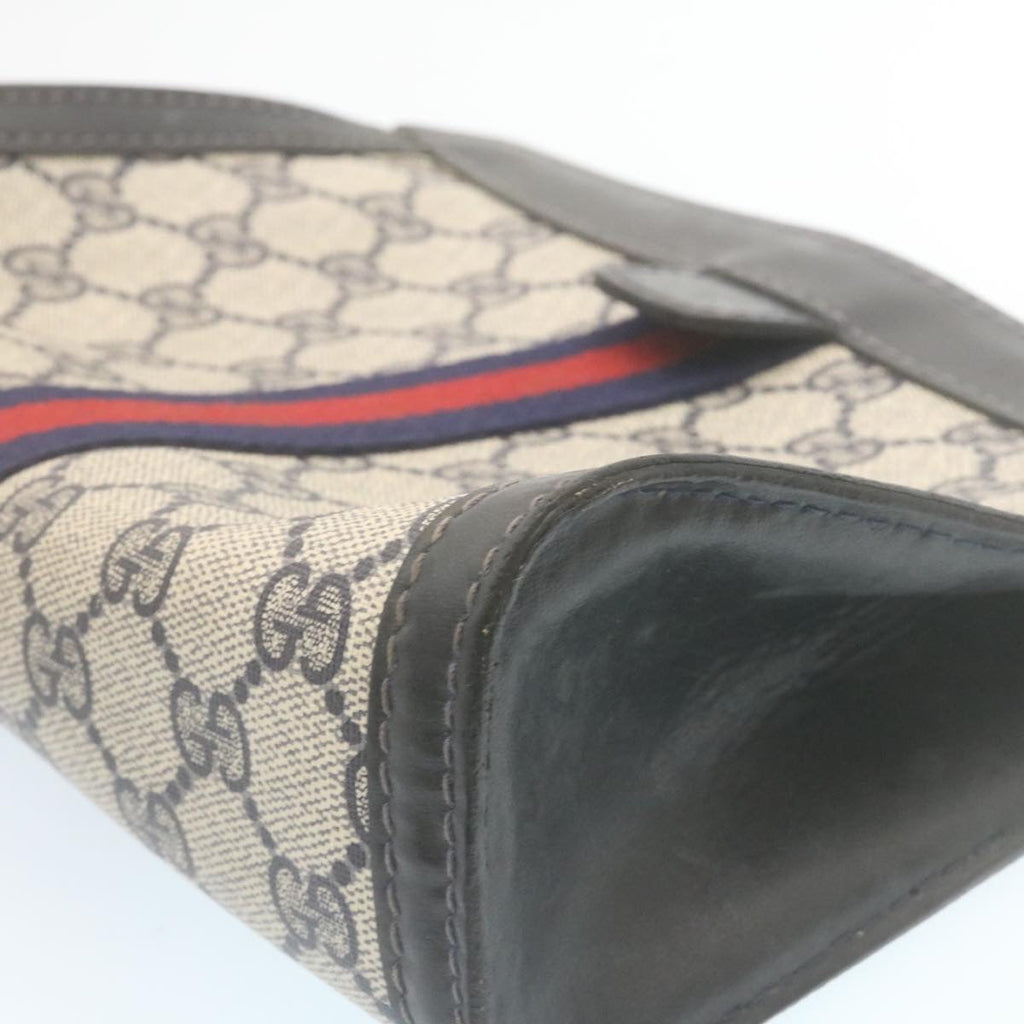 GUCCI Sherry Line GG Canvas Clutch Bag Navy Red am2201g