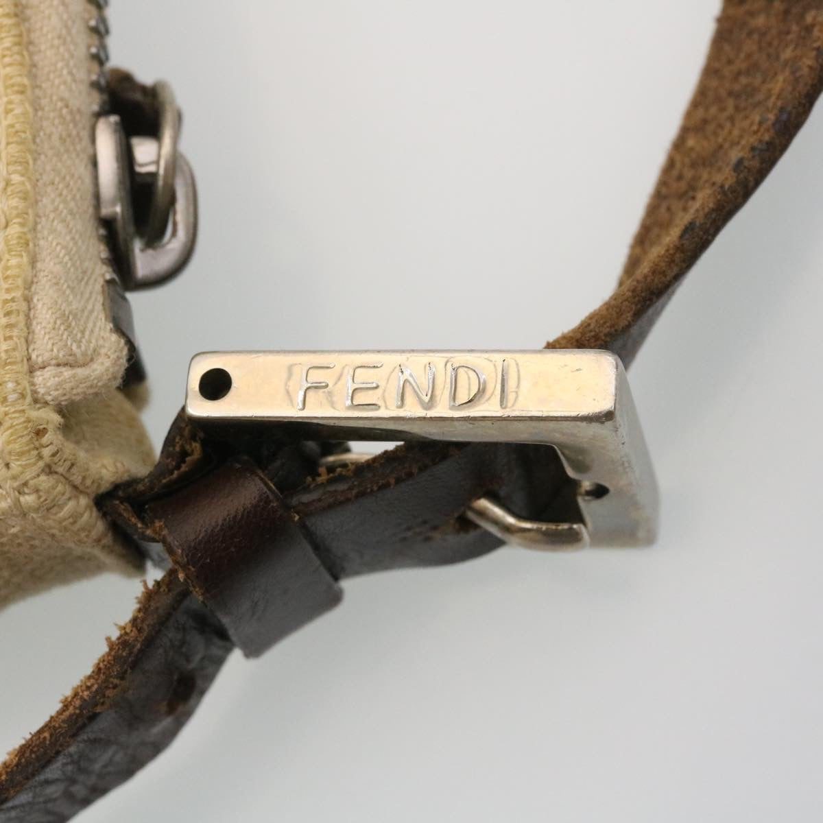 FENDI Zucca Canvas Mamma Baguette Shoulder Bag Beige am2225g