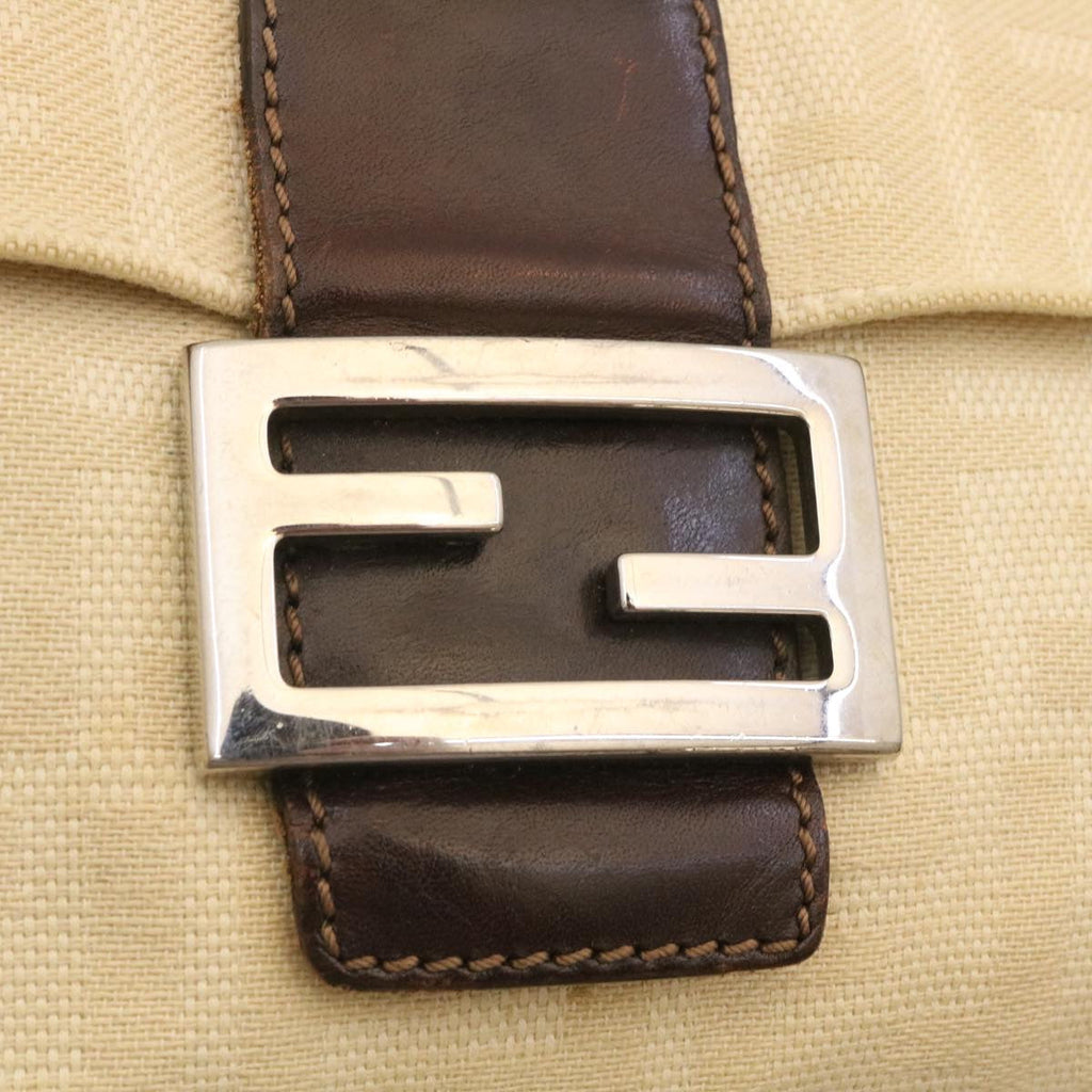 FENDI Zucca Canvas Mamma Baguette Shoulder Bag Beige am2225g
