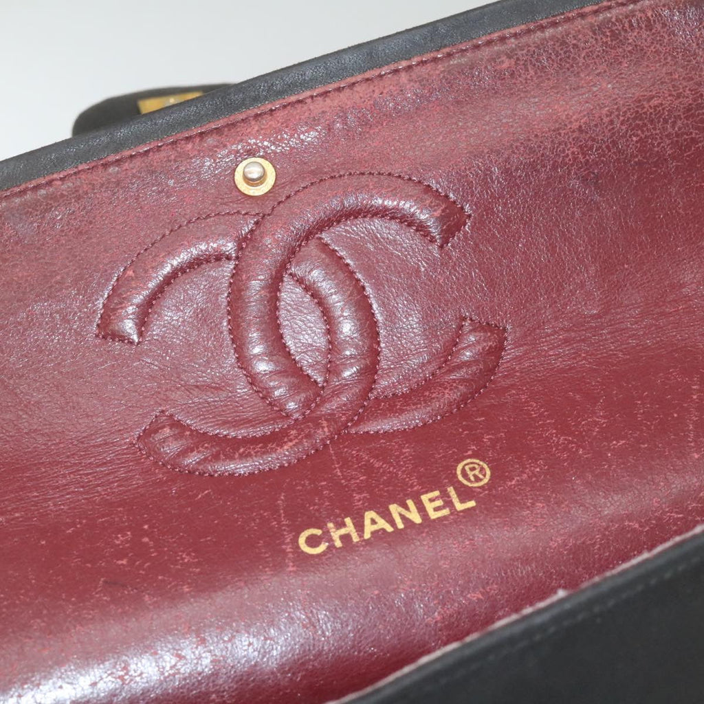 CHANEL Classic Matelasse 25 Chain Flap Shoulder Bag Lamb Skin Black am2320gA