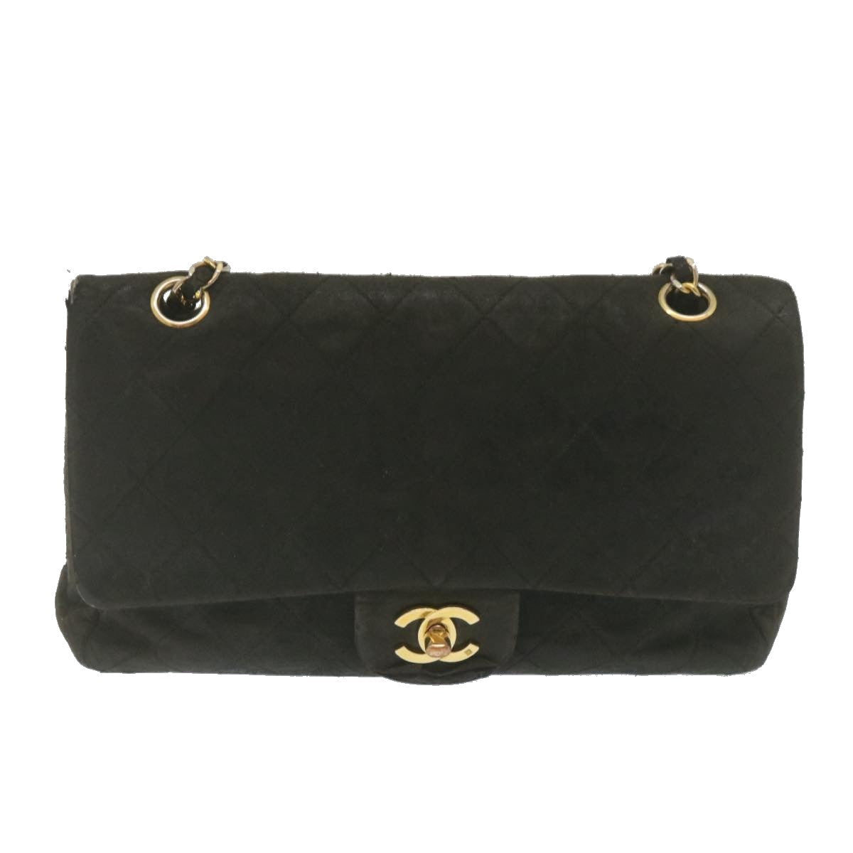 CHANEL Classic Matelasse 25 Chain Flap Shoulder Bag Lamb Skin Black am2320gA