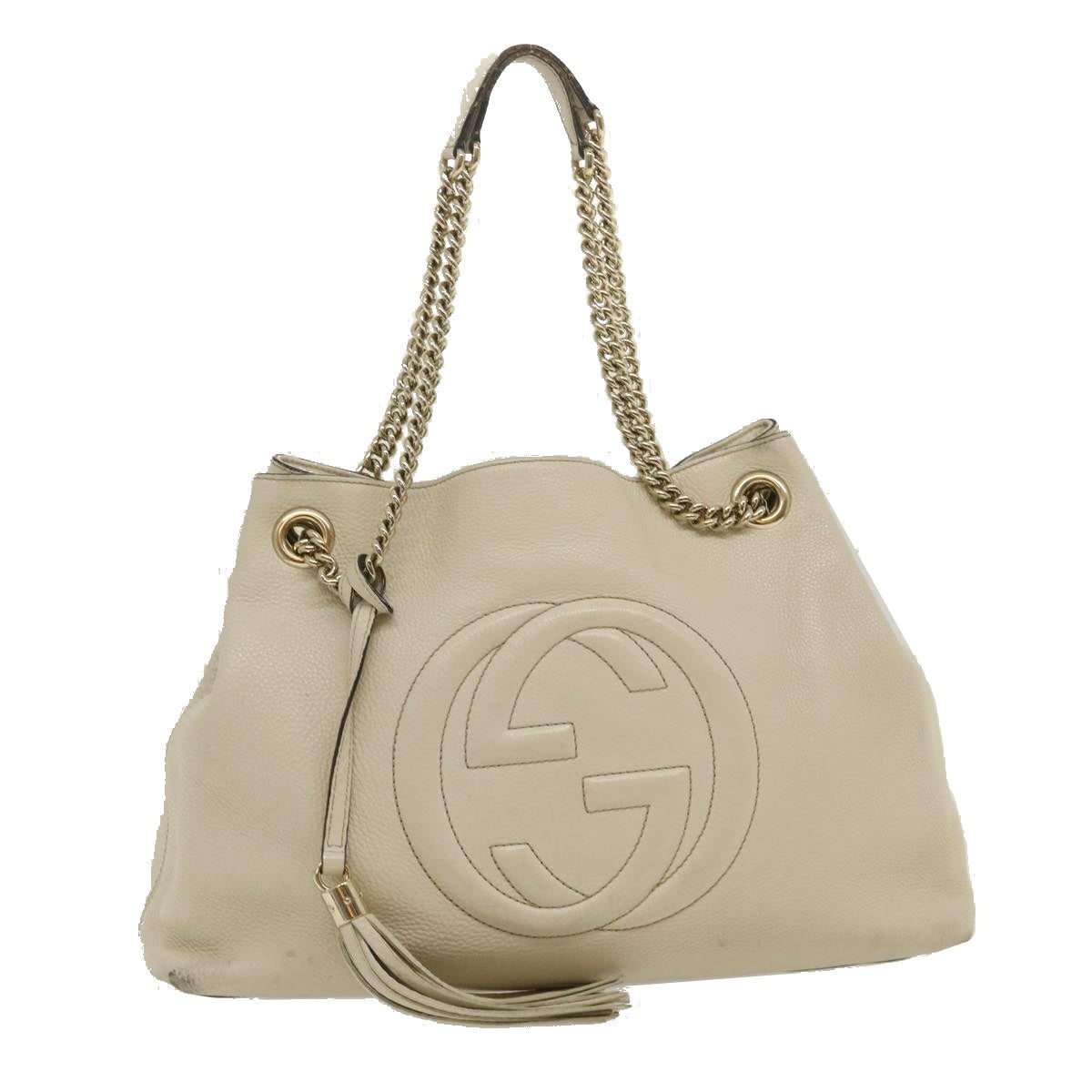 GUCCI Interlocking Chain Tote Bag Leather White am2354g