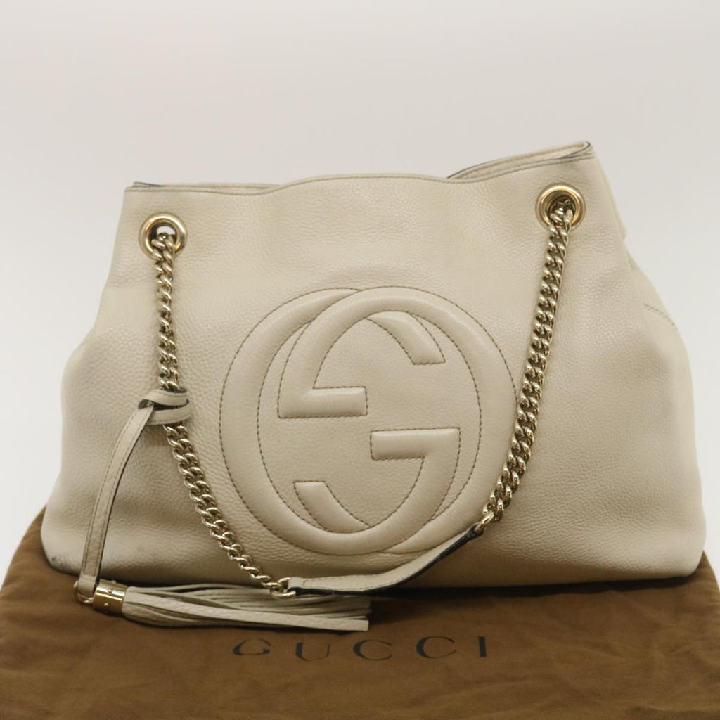 GUCCI Interlocking Chain Tote Bag Leather White am2354g