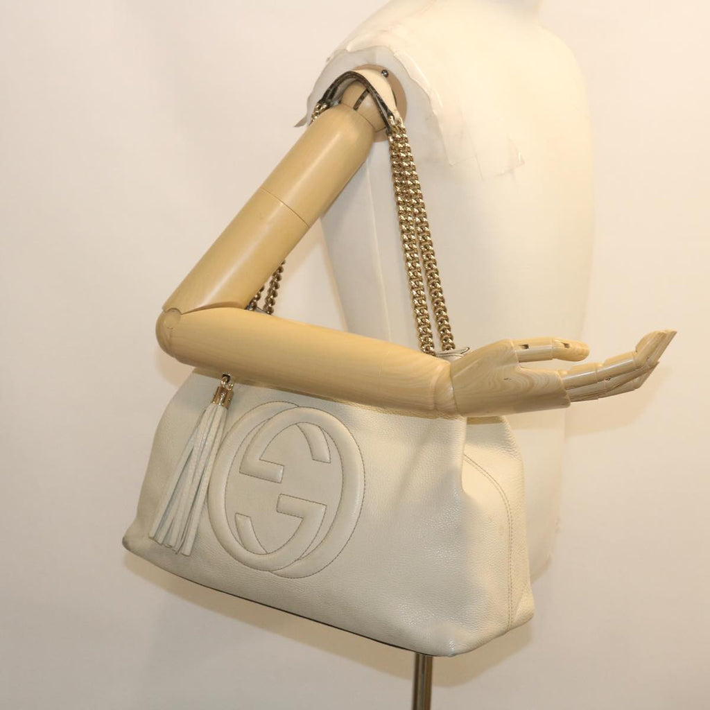 GUCCI Interlocking Chain Tote Bag Leather White am2354g